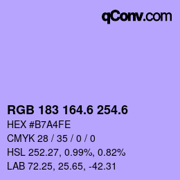 カラーコード: RGB 183 164.6 254.6 | qconv.com