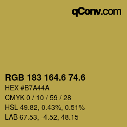 カラーコード: RGB 183 164.6 74.6 | qconv.com