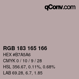 Color code: RGB 183 165 166 | qconv.com