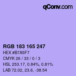 カラーコード: RGB 183 165 247 | qconv.com