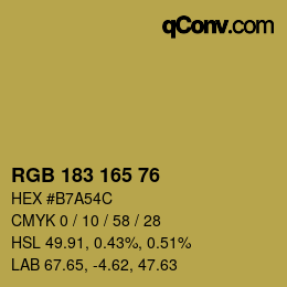 カラーコード: RGB 183 165 76 | qconv.com