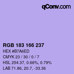Color code: RGB 183 166 237 | qconv.com