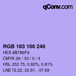 Color code: RGB 183 166 246 | qconv.com