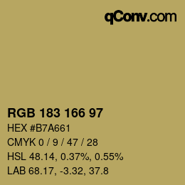 Color code: RGB 183 166 97 | qconv.com