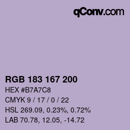 Farbcode: RGB 183 167 200 | qconv.com