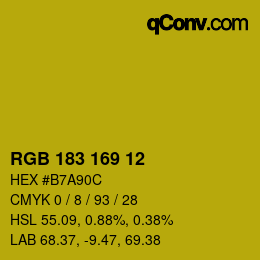 Color code: RGB 183 169 12 | qconv.com