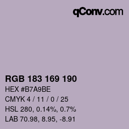 Color code: RGB 183 169 190 | qconv.com