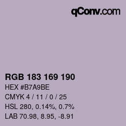 Color code: RGB 183 169 190 | qconv.com