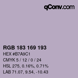 Code couleur: RGB 183 169 193 | qconv.com