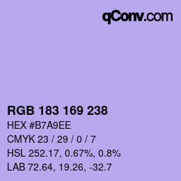 Color code: RGB 183 169 238 | qconv.com