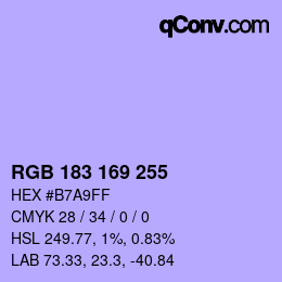 Color code: RGB 183 169 255 | qconv.com