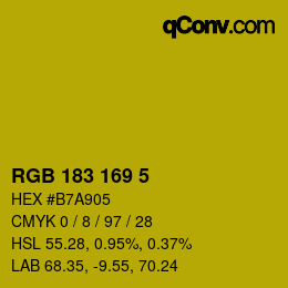 Color code: RGB 183 169 5 | qconv.com