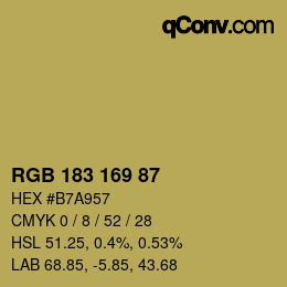 カラーコード: RGB 183 169 87 | qconv.com