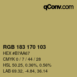 Color code: RGB 183 170 103 | qconv.com