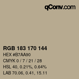 Código de color: RGB 183 170 144 | qconv.com