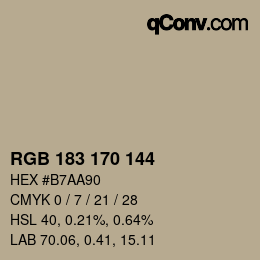 颜色代码: RGB 183 170 144 | qconv.com