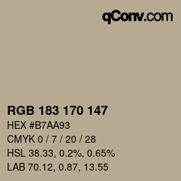 颜色代码: RGB 183 170 147 | qconv.com