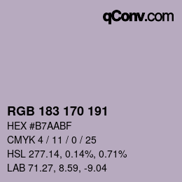 Color code: RGB 183 170 191 | qconv.com