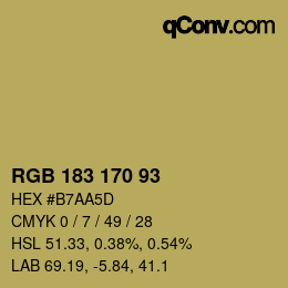Color code: RGB 183 170 93 | qconv.com