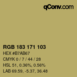 颜色代码: RGB 183 171 103 | qconv.com