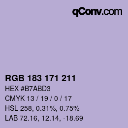 Color code: RGB 183 171 211 | qconv.com