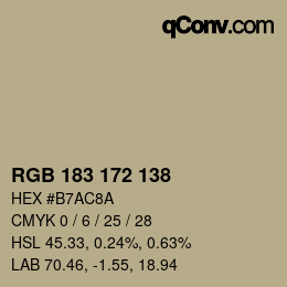 Código de color: RGB 183 172 138 | qconv.com