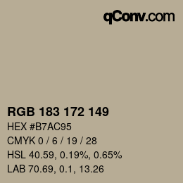 Código de color: RGB 183 172 149 | qconv.com