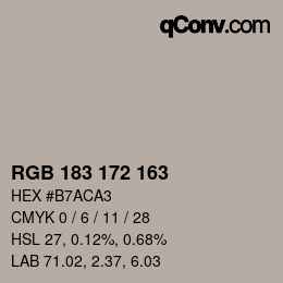 Color code: RGB 183 172 163 | qconv.com