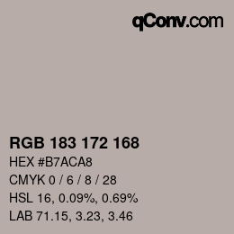 Color code: RGB 183 172 168 | qconv.com