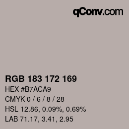 Farbcode: RGB 183 172 169 | qconv.com