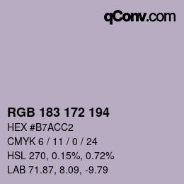 Color code: RGB 183 172 194 | qconv.com