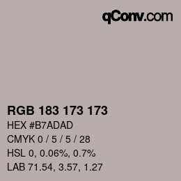 颜色代码: RGB 183 173 173 | qconv.com