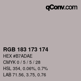 Color code: RGB 183 173 174 | qconv.com