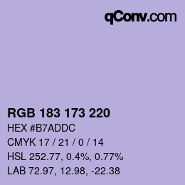 颜色代码: RGB 183 173 220 | qconv.com