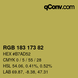 Farbcode: RGB 183 173 82 | qconv.com