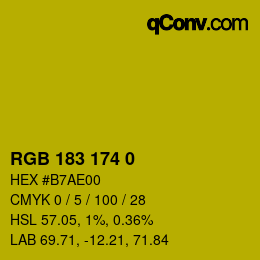 Color code: RGB 183 174 0 | qconv.com