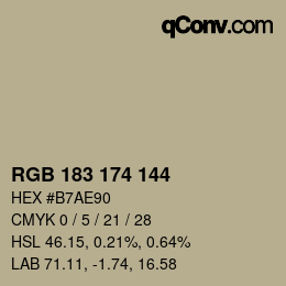 カラーコード: RGB 183 174 144 | qconv.com