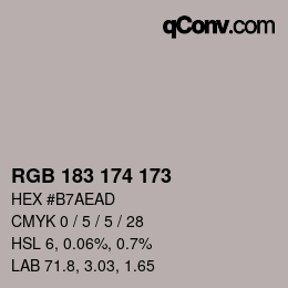 Color code: RGB 183 174 173 | qconv.com