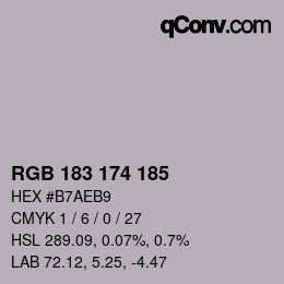 Color code: RGB 183 174 185 | qconv.com