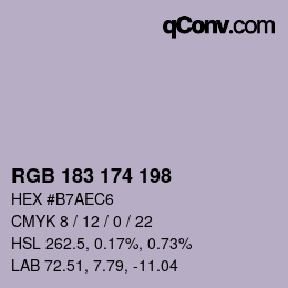 Código de color: RGB 183 174 198 | qconv.com