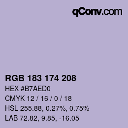 Color code: RGB 183 174 208 | qconv.com