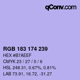 Color code: RGB 183 174 239 | qconv.com