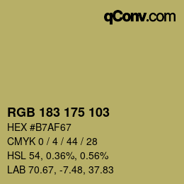 カラーコード: RGB 183 175 103 | qconv.com