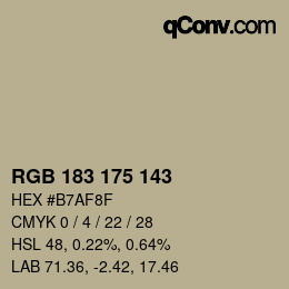 Farbcode: RGB 183 175 143 | qconv.com