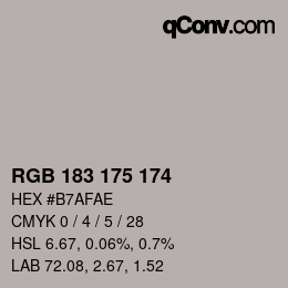 Color code: RGB 183 175 174 | qconv.com
