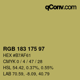 Color code: RGB 183 175 97 | qconv.com