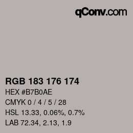 Color code: RGB 183 176 174 | qconv.com