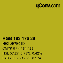 カラーコード: RGB 183 176 29 | qconv.com