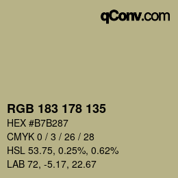 Color code: RGB 183 178 135 | qconv.com