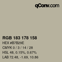 Color code: RGB 183 178 158 | qconv.com